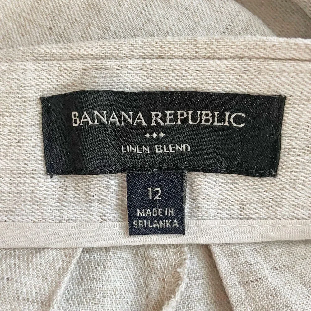 Banana Republic Linen Blend Palazzo Pants Size 12 Flax Neutral Pockets Pleated